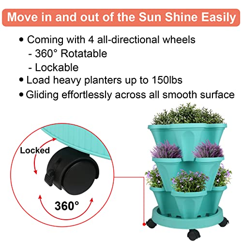Vertical Planter Tower (Teal / 3 Tier)