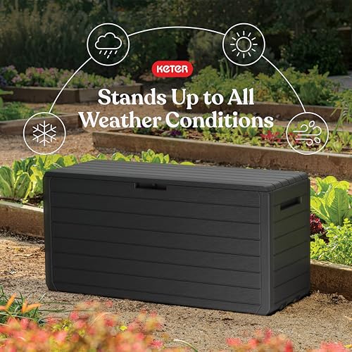 Atlas 70 Gal Outdoor Storage Box for Patio and Pool Accessories (Atlas Graphite)