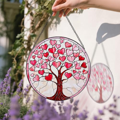 Stained Glass Window Hanging (Heart Tree)