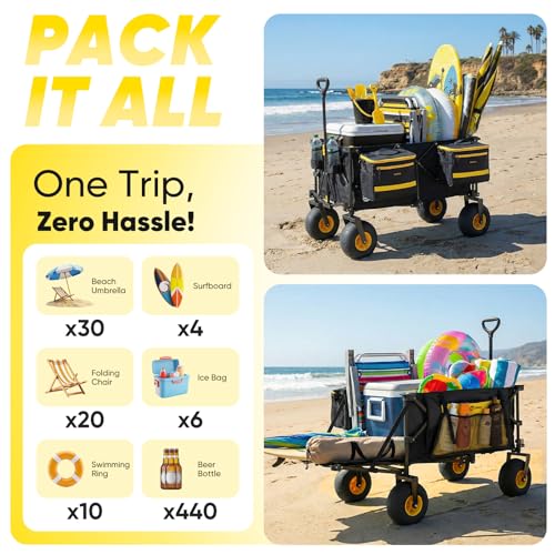 Heavy Duty Beach Wagon with 9" Big Sand (Black)