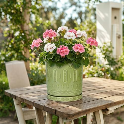 Ceramic Pots for Plants (8 Inch / Green - 2)