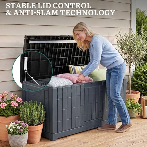 120 Gallon Large Deck Box (Dark Gray / 120 Gallon)