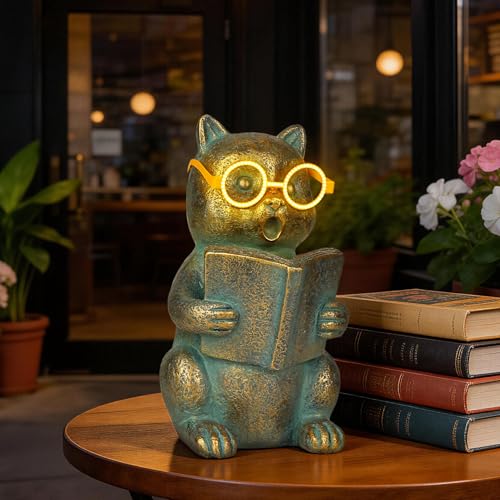 Solar Reading Cat Decor with Light (Cat)