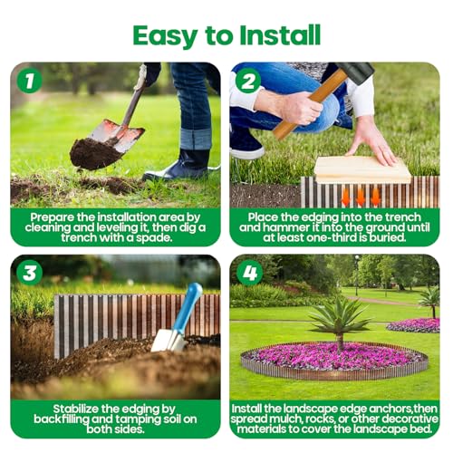 Corrugated Metal Garden Edging 10" x20Ft (Rusty / 10 Inch × 20FT with stakes)