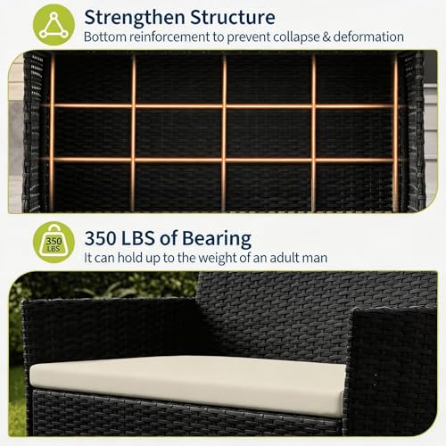 4 Piece Outdoor Patio Furniture Set (Black/Beige / 4 Pieces)