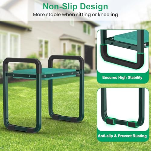 Garden Kneeler and Seat (Green / 11.14" Ultra-Wide Kneeling Pad)