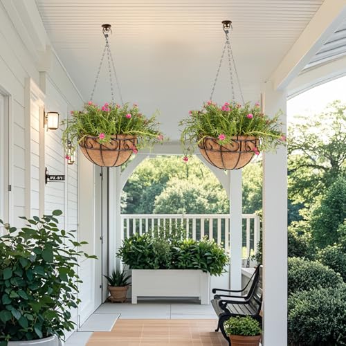 2 Pack 12 inch Metal Hanging Baskets for Plants Outdoor (2 Count)
