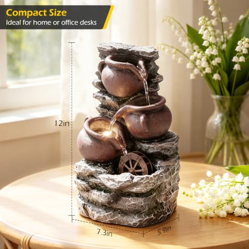 Water Fountain Tabletop Waterfall Fountains Indoor with LED (Style 13)