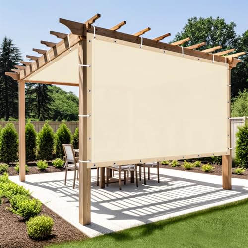 Customized Size 90% Sun Shade Cloth with Grommets (8' X 13' Customized Size / Cream)
