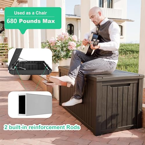 200Gal Outdoor Storage Box Waterproof Lockable Deck Box (Black / 200 gallons)