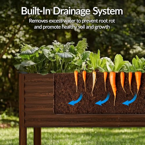 72x24x30in Non Toxic Galvanized Raised Garden Bed (72x24x30in / Dark Brown Wood Grain)