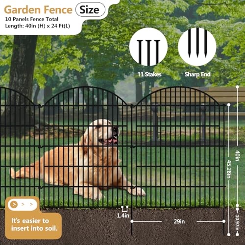 10 Panels Decorative Garden Fence (40in(H) X 24ft(L))