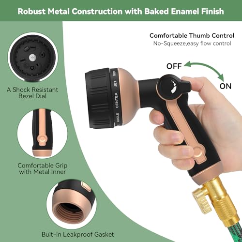 Garden Hose Nozzle Heavy Duty (Rose Gold+Black)