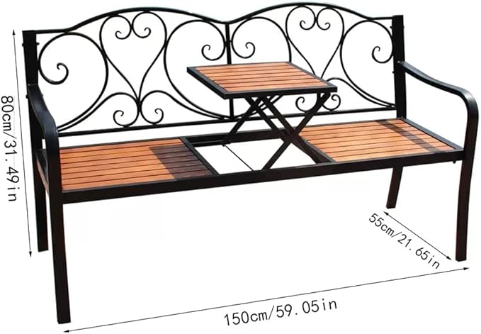 Benches Garden Nordic Courtyard Balcony Leisure Bench Iron Plastic Wood Bench Double Small Tea Table Sofa Chair Outdoor Garden Park Chair Park Benches for Outside