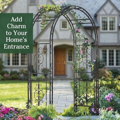 Arch Metal Outdoor Garden Arbor (Brown Montebello)