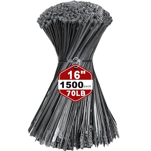 16 Inch Black Nylon Zip Ties (16" (70lb))