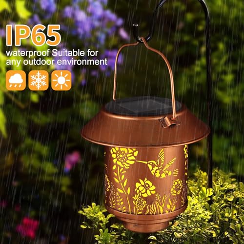 Solar Lantern Lights Outdoor Hanging Garden Light Decor Gifts Hummingbird (Hummingbird-01)