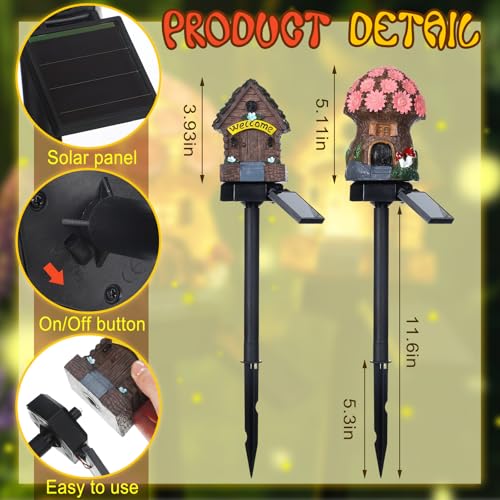 2 Pack Fairy Outdoor Garden Fairy Mushroom Solar Light Statue (Styilsh)