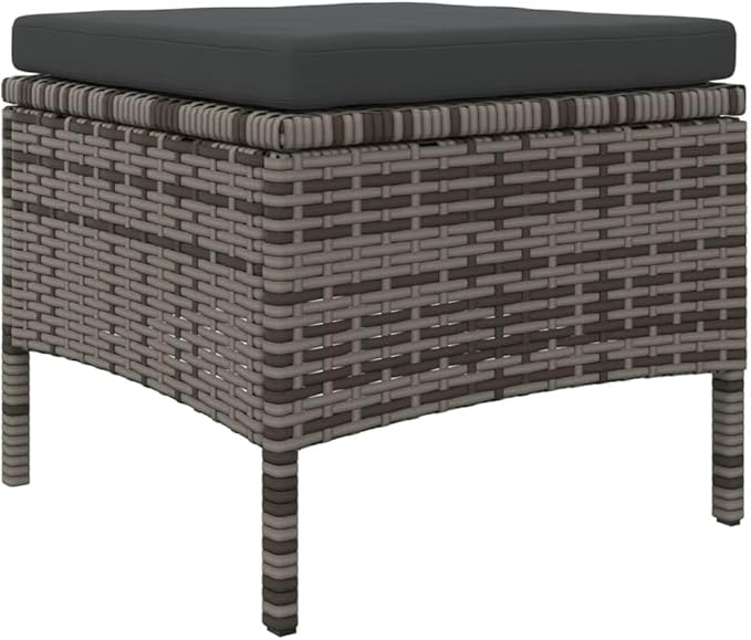 Grey 2 Seater Garden Sofa Set with Tea Table and Footstools PE Rattan Outdoor Patio Furniture for Balcony Terrace and Backyard