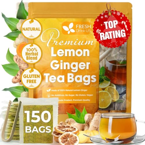 Premium 150 Bags Lemon Ginger Tea (1 Count)