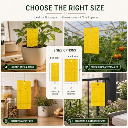 200 Pcs 6'' X 8'' Sticky Trap for Gnats Dual Side Sticky Fruit Fly Trap with Tie Plant for Flying Insect Fungus Bugs Flying Catcher for Indoor (6'' X 8'' / Yellow)