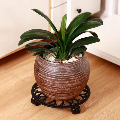 2 Pack 11 In Rolling Plant Stand with Wheels Metal Plant Caddy with Wheels (2 Count)