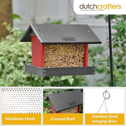 Poly Hanging Hopper Bird Feeder (Black & Red / Hanging)