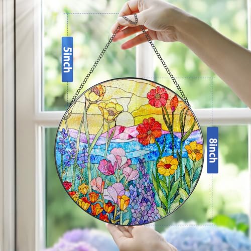 8 Inch Stained Glass Ornament (Wildflowers B)