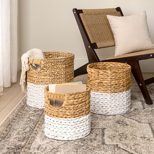 Avery 3 Piece Cylinder Nesting Baskets 13" (White/Natural)