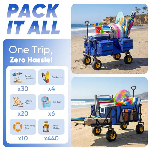 Heavy Duty Beach Wagon with 9" Big Sand (Blue&black)