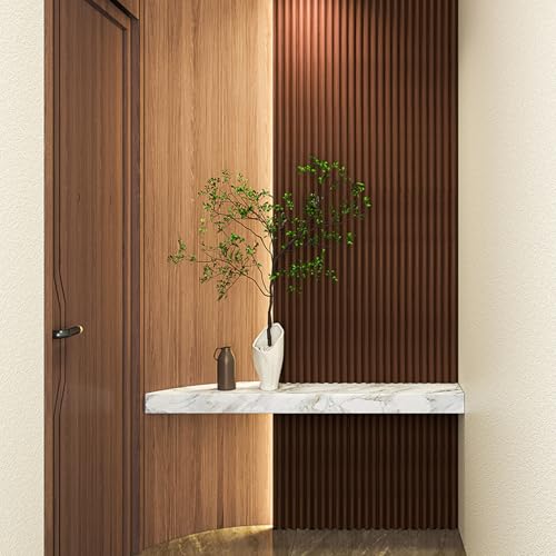 108 x 5.7 Inch Fluted Wood Textured Slat Wall Panel (8Pcs-108 x 5.7 Inch / Beaded Walnut)