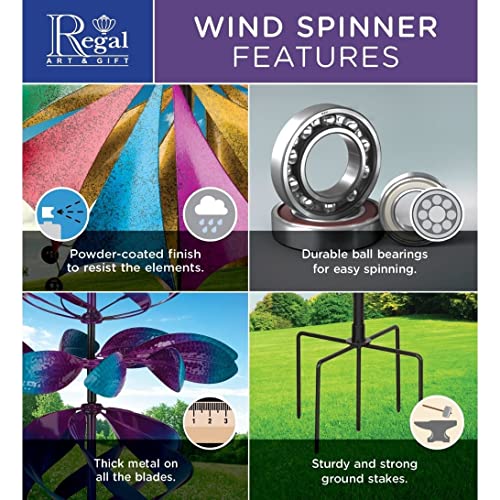 Wind Spinner Outdoor Metal Kinetic Yard Art with Stake (Globe / Large (80-89 Inch))