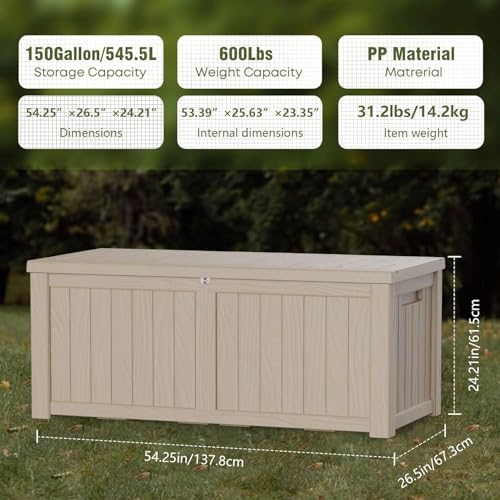 150 Gallon Outside Storage Box & Bench (Grey / 150GAL)