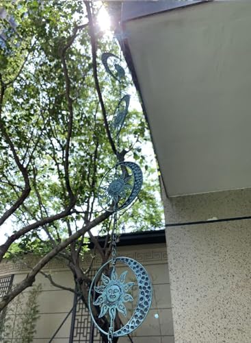 Sun and Moon Decorative Rain Chain (Blue Sun)