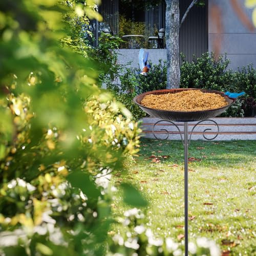 Metal Bird Bath for Outdoor (Brown-2)