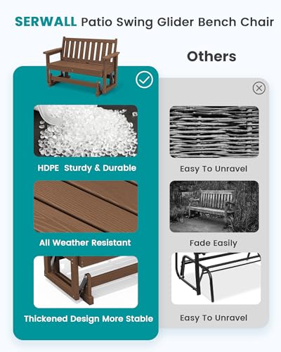HDPE Outdoor Glider Bench Set of 4 (Brown / 4 Pack)