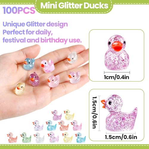 100pcs Mini Glitter Ducks Colorful (100Pcs-Glitter Ducks)