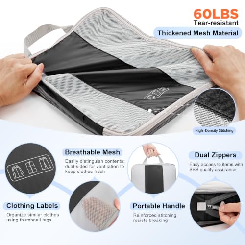 10 Set Compression Packing Cubes for Travel Essentials (Black)