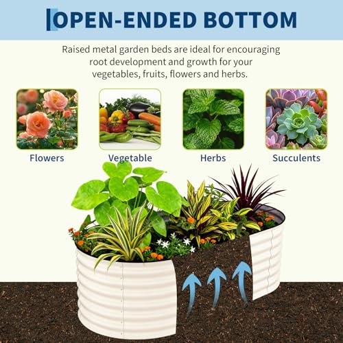 2 Pack 6X3X2ft Galvanized Raised Garden Bed (Beige-oval / 6x3x2ft 2pcs)