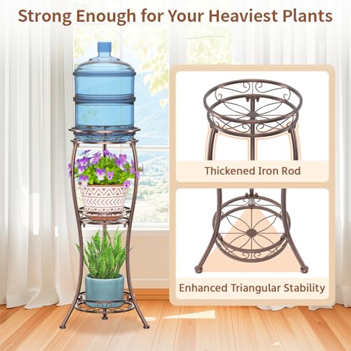 3 Tiers Metal Corner Plant Flower Stand Tall Indoor Outdoor (Classic Bronze / 3 Tier)
