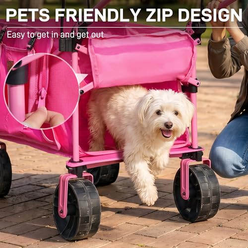 Folding Push Wagon with Canopy (Pink)