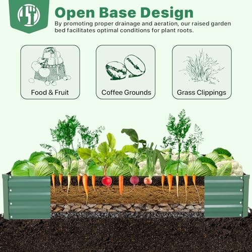 Galvanized Raised Garden Bed for Vegetables Flowers Herbs