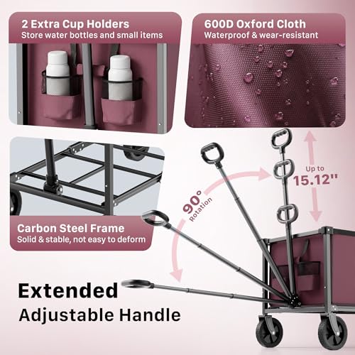 29.3" Collapsible Wagon Cart (Winered / 150L)