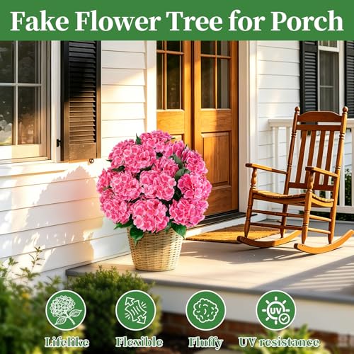 2 Pack 33" Artificial Topiary Ball Trees with Pink Hydrangea (Pink Hydrangea)