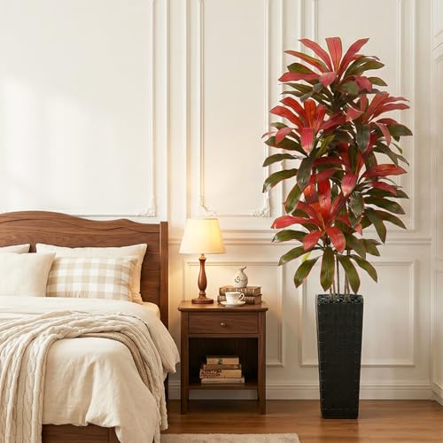 Artificial Dracaena Tree (Burgundy – Black Pot / 7FT)