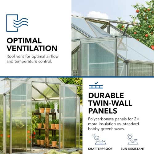 Topas 2 7.4x4.4 ft Walk in Greenhouse 6mm Polycarbonate