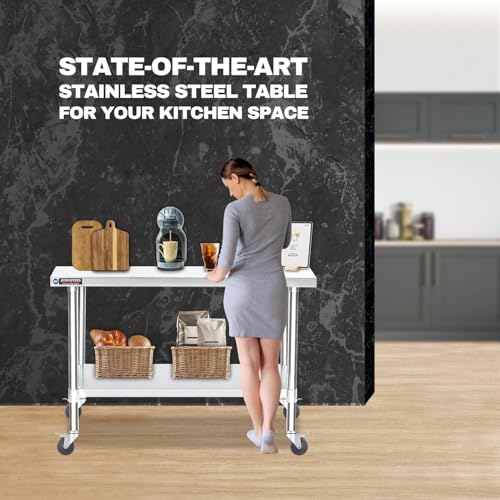 24x60 NSF Stainless Steel Cart Work Table (24" x 60" / Table Cart with Casters)
