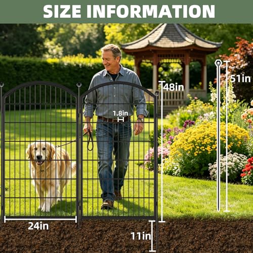 Decorative Garden Fence (Black / 48 in(H))