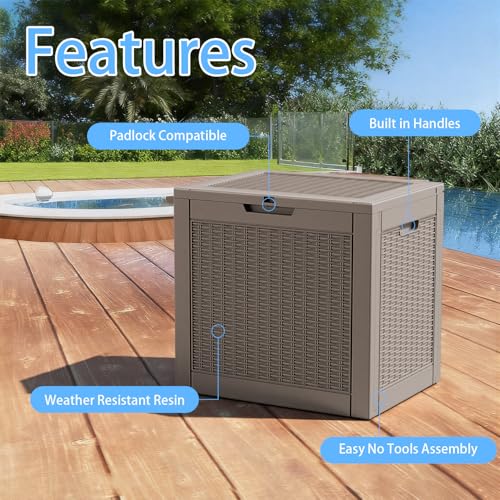 37 Gal Waterproof Outdoor Storage Box UV Resistant Deck Box (Grey / 37 Gallon)