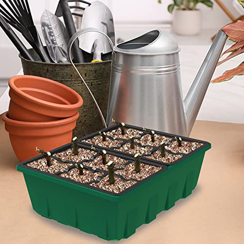 10 Pack Seed Starter Trays with Dome and Green Base 120 Cell (12-Cell Black 10-Pack)